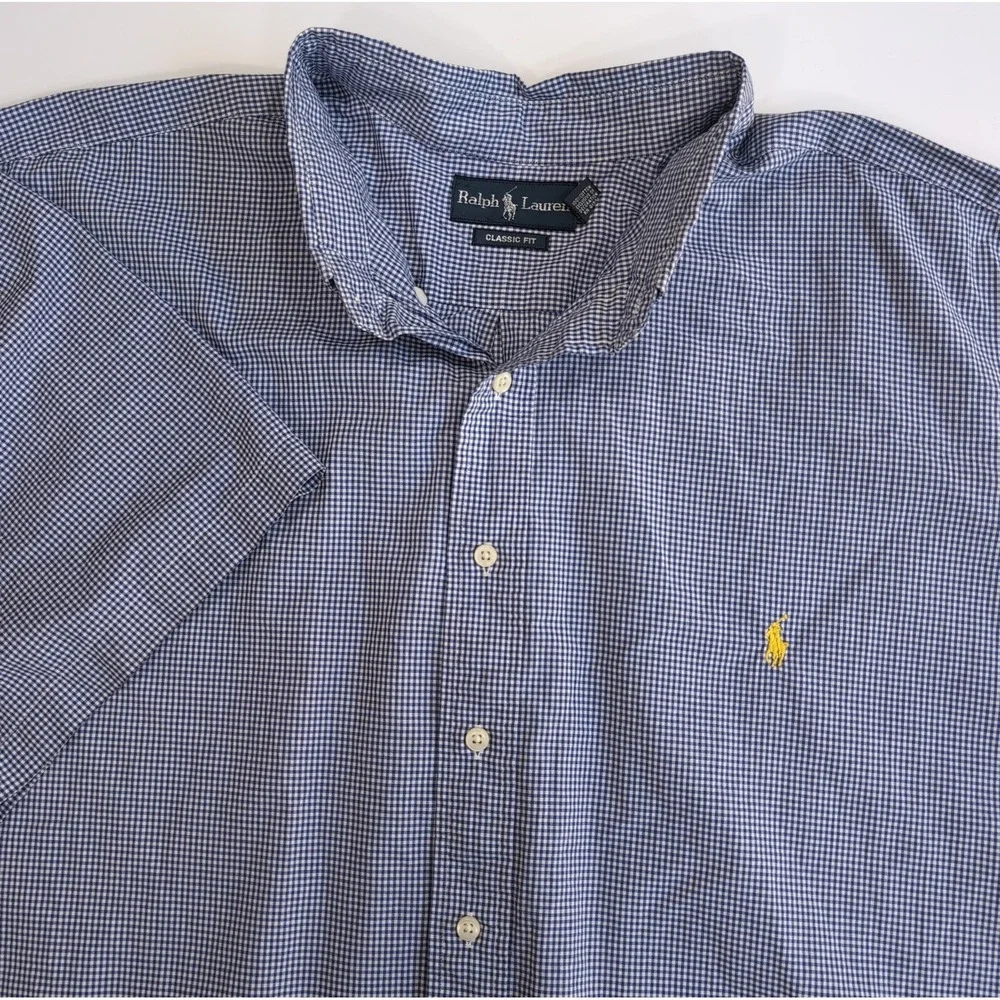 Polo Ralph Lauren Short Sleeve Button Down Oxford Shirt Mens 3XB Gingham Check